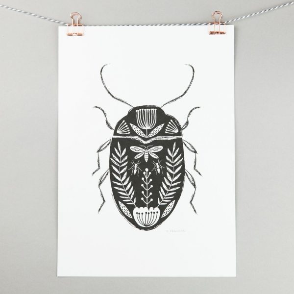 Folk art beetle print